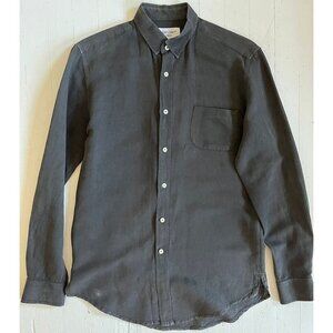 Our Legacy Black Cotton-Linen Overdyed Button Up Shirt Men’s Size 48/M